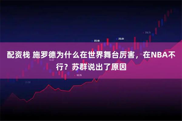 配资栈 施罗德为什么在世界舞台厉害，在NBA不行？苏群说出了原因